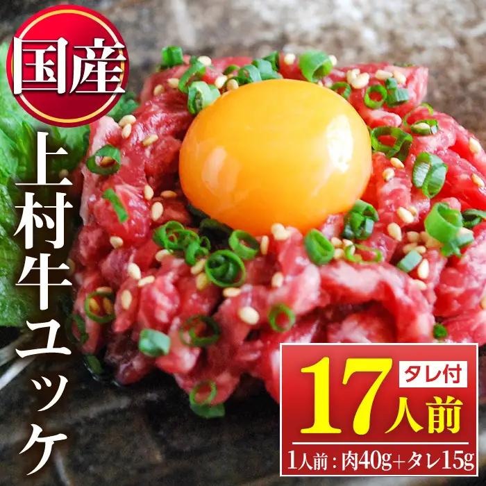 上村牛 ユッケ 17人前 タレ付 牛肉 生食 LRプラスK No.1100-C