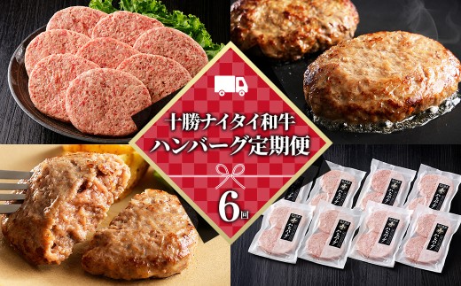 十勝ナイタイ和牛 ハンバーグ 6ヵ月 定期便 黒毛和牛100%ハンバーグ 120g×16個×6回 国産 北海道  牛 肉 牛肉 国産牛 和牛 冷凍ハンバーグ ［170-TN83］