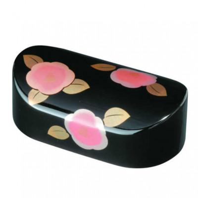 ふるさと納税 海南市 紀州漆器 漆芸 蒔絵 文鎮 小判型 黒 椿