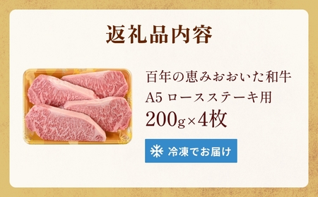 「百年の恵み おおいた和牛 」A5 ロースステーキ用 200g×４枚 おおいた和牛 黒毛和牛 大分産 和牛ステーキ 牛肉ステーキ A5ステーキ ロースステーキ 焼肉 鉄板焼 霜降り肉 高級牛肉 和牛ブ