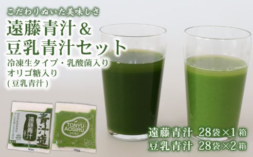 遠藤青汁 1箱 と豆乳青汁 2箱 【生】 冷凍 2種セット 計8.4kg( 100g × 84袋 ) | 健康 美容 乳酸菌 国産 ケール ビタミン ミネラル 食物繊維 冷凍 ロングセラー お試し青汁