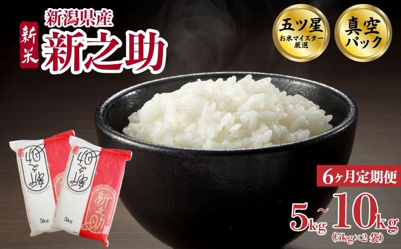 
            【定期便】 6か月 新之助 真空パック 選べる 5kg 10kg 令和7年産 米 新米 五つ星お米マイスター 新米 新潟県産 新発田産 しんのすけ 備蓄 非常 防災 長期保存 アウトドア ごはん ご飯 お米 米 こめ 新潟県 新発田市 三糧定期便 sanryo010P
          
