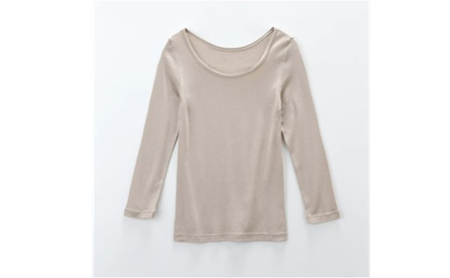 《絹生活研究所》インナー／レディース／8分袖／ベージュ インナーウェア 下着 肌着 ファッション 服 女性  Lサイズ