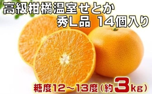 
                  せとか 温室せとか 高級柑橘 セトカ Lサイズ 秀品 14個 約3kg 柑橘 果物 フルーツ みかん 蜜柑 高知 黒潮町 産地直送 柑橘類 オレンジ系 濃厚 ジューシー 旬 期間限定 数量限定 季節限定 人気 柑橘ギフト ご家庭用 フルーツセット 国産 せとか3kg [1429-2]
                