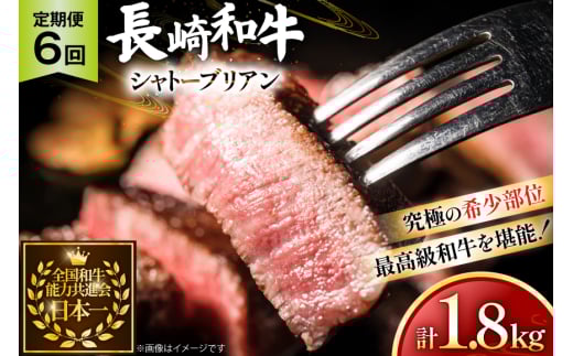 牛肉 長崎和牛 定期便 シャトーブリアン 約150g 2枚 6回 総計1.8kg [黒牛 長崎県 東彼杵町 hs42bag750064] ヒレ シャトーブリアン シャトー ステーキ ヒレステーキ