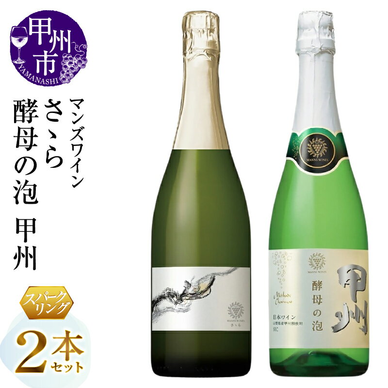 【ふるさと納税】 スパークリングワイン 2本 セット 720ml 750ml 辛口 さゝら 酵母の泡 甲州 マンズワイン パーティー 母の日 父の日 記念日 贈答 ギフト 山梨県 甲州市 （MG） 【E5-650】