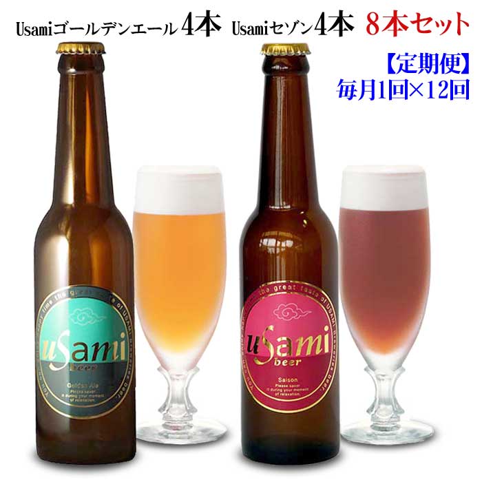 W12【ふるさと納税】【定期便 全12回】Usamiビール2種×4本(8本セット) 毎月1回×12回