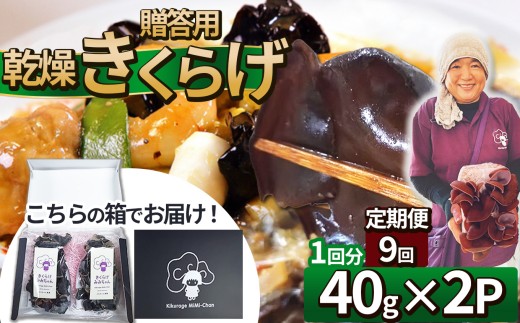 【定期便9回】贈答用乾燥きくらげ 40g×2P ともちゃん農園 |定期便 贈答用 乾燥 きくらげ 食物繊維 鉄分 カルシウム ビタミンD カリウム アミノ酸 高血圧予防 ふるさと 納税栃木県 那珂川町