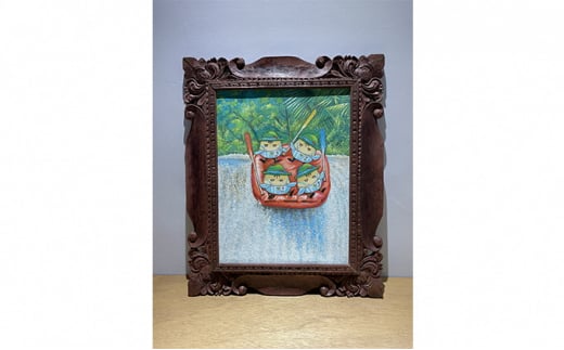 油絵　バリ島を旅するみさ坊～④アユン川のラフティング（ウブド）B～