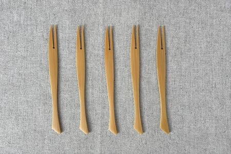 ＜湯布院・カトラリー専門　甲斐のぶお工房＞竹製 さかなフォーク（12.5cm）5本
