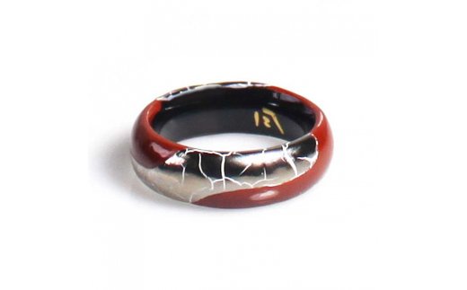 伊万里焼強化磁器指輪（白金彩貫入流水赤色）【要選択】 029-H776