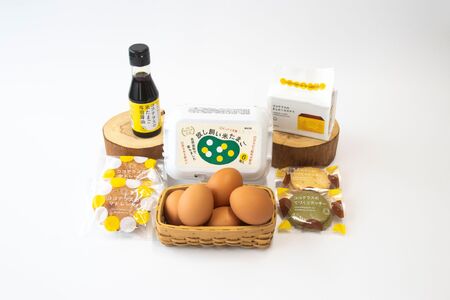 放し飼い米たまごのギフトセットB｜放し飼い米たまご マドレーヌ クッキー ましかくカステラ たまご専用醤油