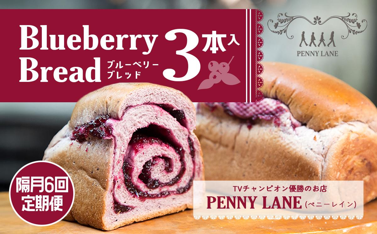 【隔月6回配送定期便】ペニーレインのブルーベリーブレッド3本セット【 パン 冷凍 人気 菓子パン パン屋 茨城県 つくば市 ブルーベリー ブルーベリージャム ブルーベリーソース 冷凍パン お取り寄せ おやつ 朝食 ベーカリー グルメ プレゼント 定期便 冷凍便 】