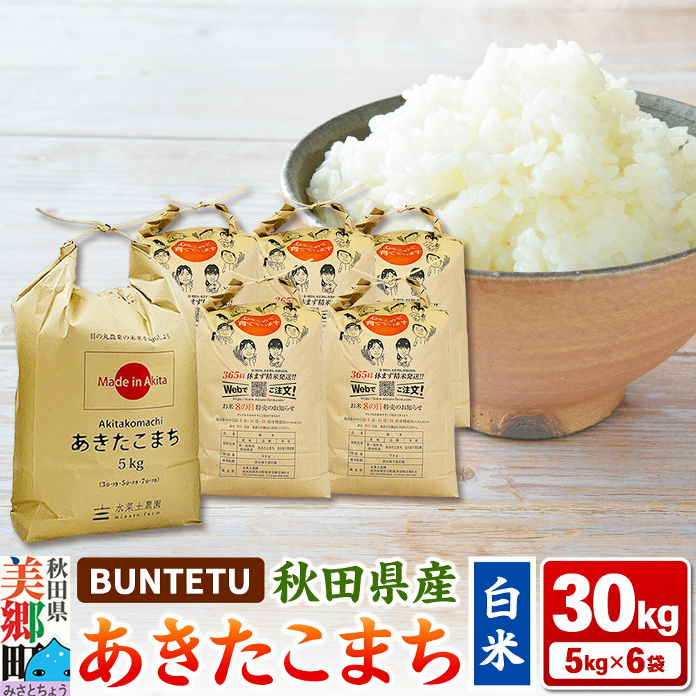 【ふるさと納税】【令和7年産・白米】あきたこまち 30kg（5kg×6袋）秋田県美郷町産