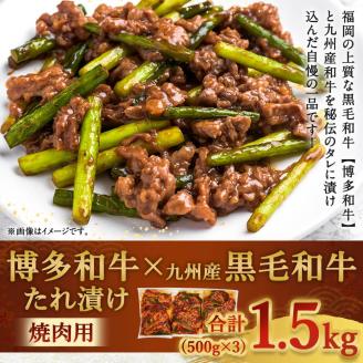 博多和牛＋九州産黒毛和牛 ミックス たれ漬け焼肉用 1.5kg