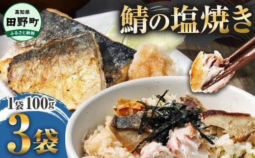 ～四国一小さなまち～ 焼き塩鯖 3袋 1袋100g さば サバ 焼魚 焼き魚 レンジ 魚 魚介類 海鮮 国産 簡単 時短 おかず おつまみ 和食 惣菜 食品 お取り寄せ ごはんのお供 お酒のあて