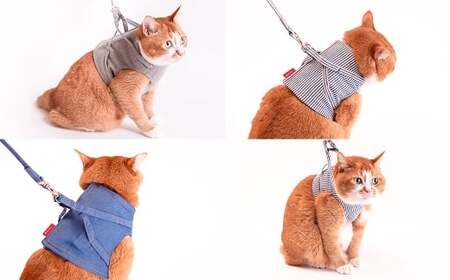 【Lサイズ】ぽぽねこ 猫に優しいベスト型ハーネス・リード付き（国産・オーガニックコットン・着せやすく脱げにくい）「共通返礼品」 | 全8色 ハーネス リード ペット ペット用品 ねこ ネコ 茨城県 守