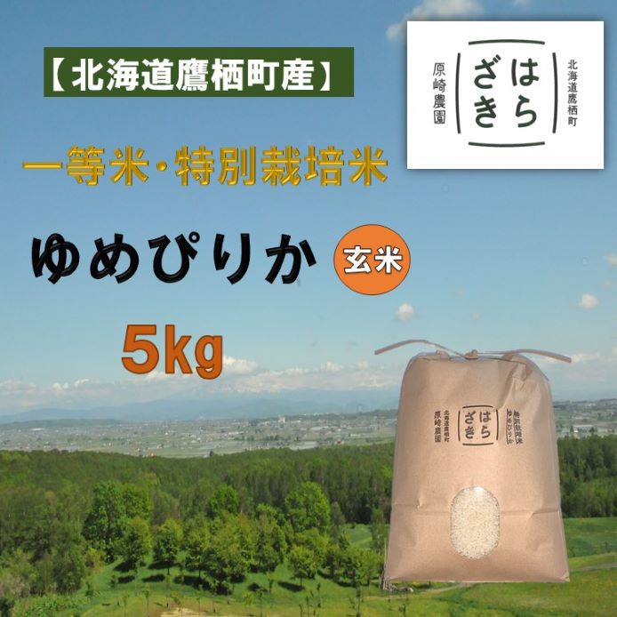 【ふるさと納税】【令和7年産】一等米・特別栽培米 5kg【ゆめぴりか玄米】5kg×1（農薬7割減）北海道 鷹栖町 原崎農園