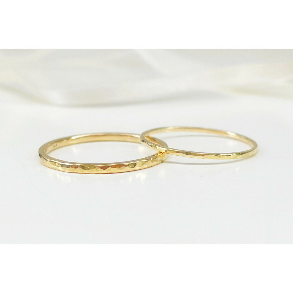 【ふるさと納税】【K18 ペアリング】丸つち目 細＆厚リング（ハンドメイド）- ギフト包装付き - | アクセ ファッション 人気 おすすめ 送料無料