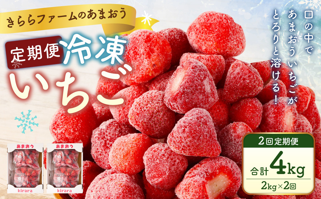 
            【2ヶ月定期便】「いちごファームきらら」の冷凍あまおう2kg 合計4kg いちご イチゴ 苺 あまおう 冷凍 いちごファーム きらら フルーツ くだもの 果物 デザート 定期 福岡県 苅田町 【2025年2月下旬より順次発送】
          