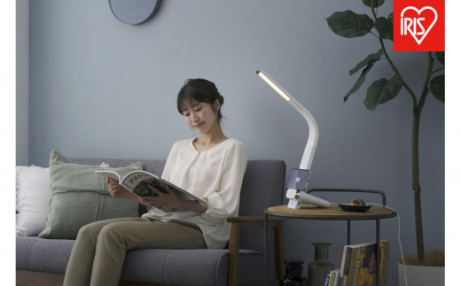 LEDデスクライトQi充電シリーズ 縦置きタイプ 調光・調色　LDL-QLDL-W　ホワイト 　 一人暮らし ひとり暮らし 　 　 　