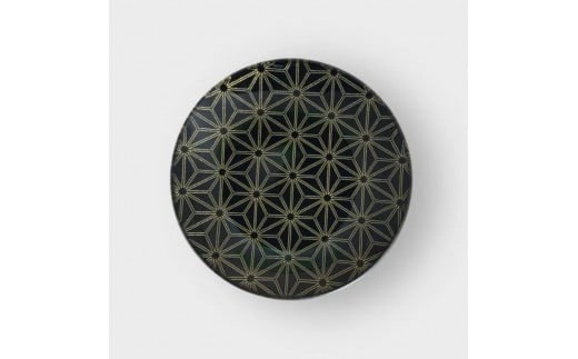 丸小皿 麻の葉 漆黒