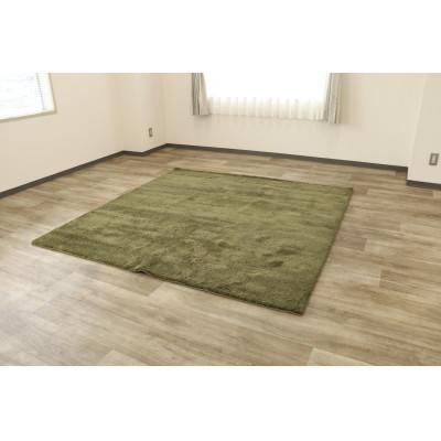 ふるさと納税 泉大津市 ムートン調ナイロンラグ【NY-7000】200×200　カーキ