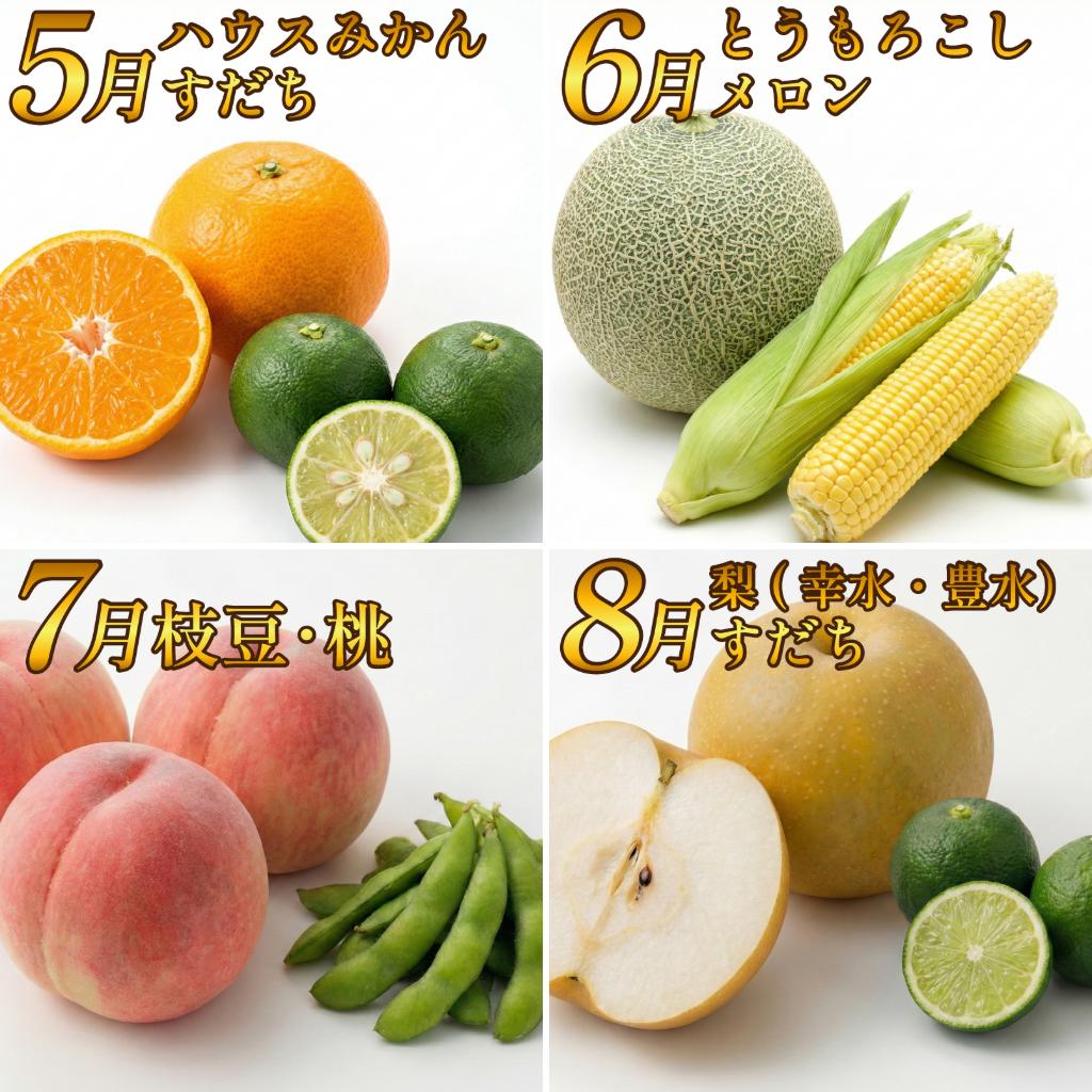 フルーツ ＆ 野菜 定期便 選べる 6回 果物 季節 旬 詰め合せ 国産 おまかせ 産地直送 シャインマスカット いちご みかん デコポン 桃 メロン 八朔 梨 柿 あたご柿 徳島
