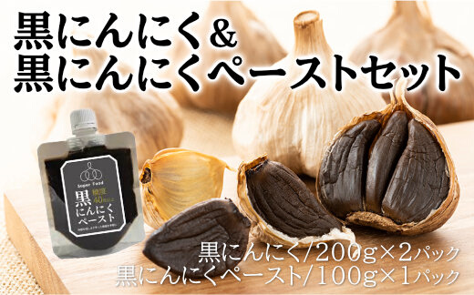 黒にんにく 200g×2パック 黒にんにくペースト 100g×1パック セット (5) 調味料 にんにく 118005