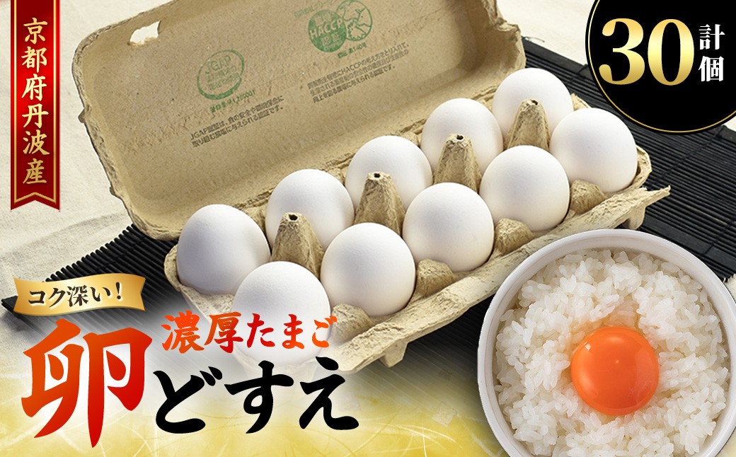 
                  京都府産 濃厚たまご 卵どすえ(計30個) 【fc-TS001】【炭火串焼 灯志】
                