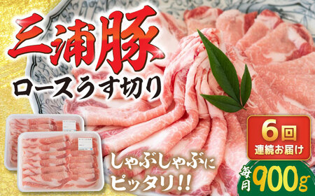 【6回定期便】 三浦豚 豚肉 ロース900ｇ（しゃぶしゃぶ用） / 恵那市 / あづま精肉店 [AUDL016]