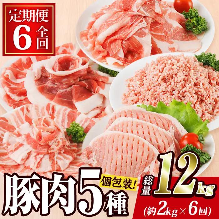 ＜定期便・全6回 (毎月)＞ 豚肉 バラエティーパック (2kg×6回・総量12kg) 【BD322】【西日本畜産】