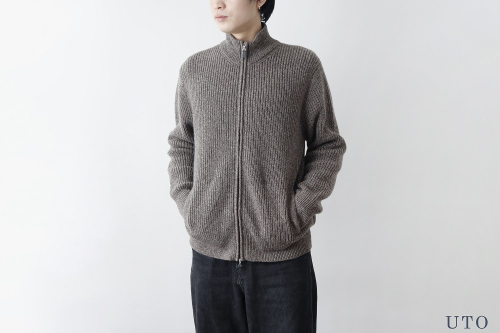 
                  【UTOカシミヤ】メンズ 片畦ジップアップカーディガン 岩手県 北上市 S0140 カシミヤ 数量限定
                