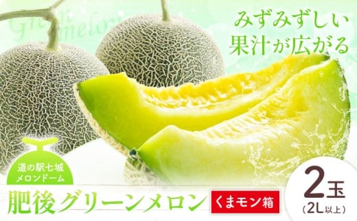 【先行予約】肥後グリーンメロン 2玉 2L以上 くまモン箱【メロンドーム】 有限会社七城町特産品センター《2026年5月中旬-6月中旬頃出荷》熊本県 菊池市 メロン グリーンメロン 果物 フルーツ 熊本県産 送料無料