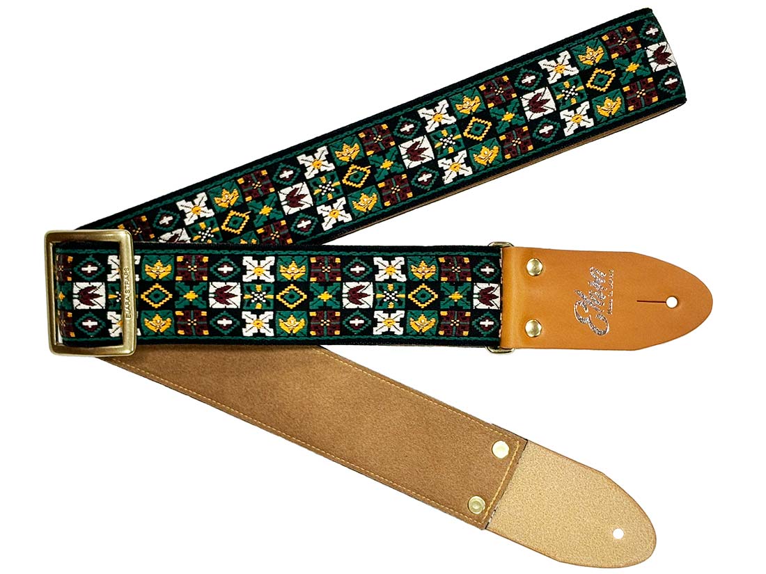 【ふるさと納税】【ギターストラップ】Elara Straps Knoxville Sequoia Green 郡上市 レザー 真鍮バックル ウルトラスエード プロ仕様 エレキ アコギ ベース Ksound 小林楽器店