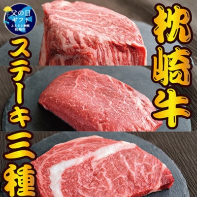 【父の日】枕崎お魚センター 【枕崎牛】 3種ステーキ 食べ比べ(サーロイン・ヒレ・ランプ)D0−4F【配送不可地域：離島】【1605864】