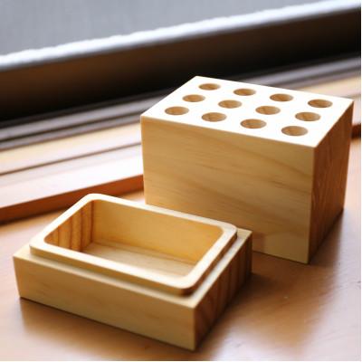 ふるさと納税 酒田市 収納付ペン立て12穴　パイン材