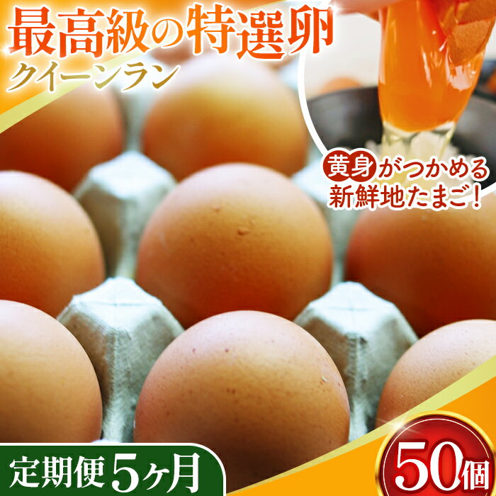 【ふるさと納税】No.227 黄身がつかめる新鮮地たまごクイーンラン 赤玉50個入《定期便5ヶ月》 ／ たまご 掴める 食品 送料無料 埼玉県