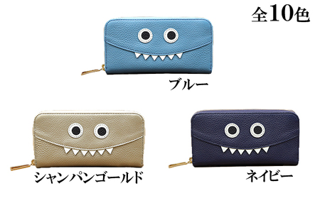 思わず誰かに見せたくなるモンスター長財布 ファッション小物 キャラクター  ネイビー