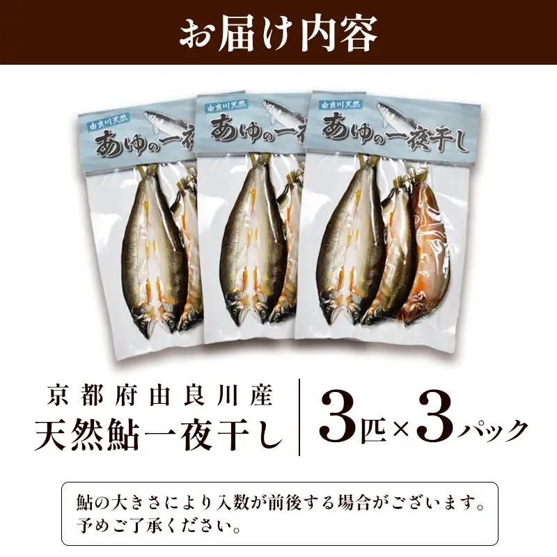 天然鮎 一夜干し 3パック（9匹） あゆ 鮎 一夜干し