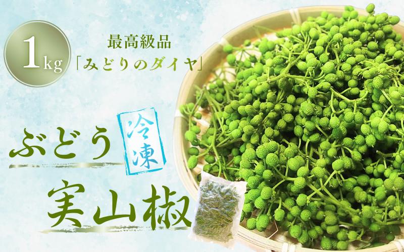 
             冷凍 ぶどう 生実山椒 1kg (1kg×1袋) / 山椒 さんしょう 香辛料 調味料 薬味 冷凍 ぶどう山椒 生山椒 和歌山県 紀美野町 生実山椒【twn025】
          