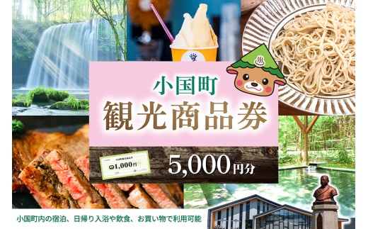 【ASOおぐに観光協会】熊本 阿蘇 小国町 杖立温泉 わいた温泉郷 湯けむり 蒸し湯 ジャージー牛乳 小国杉 旅行 観光 宿泊 飲食 お買い物 お土産 商品券 宿泊券 1000円券 5枚 5千円 現地払い利用 地域振興 旅行支援 現地受け取り対応