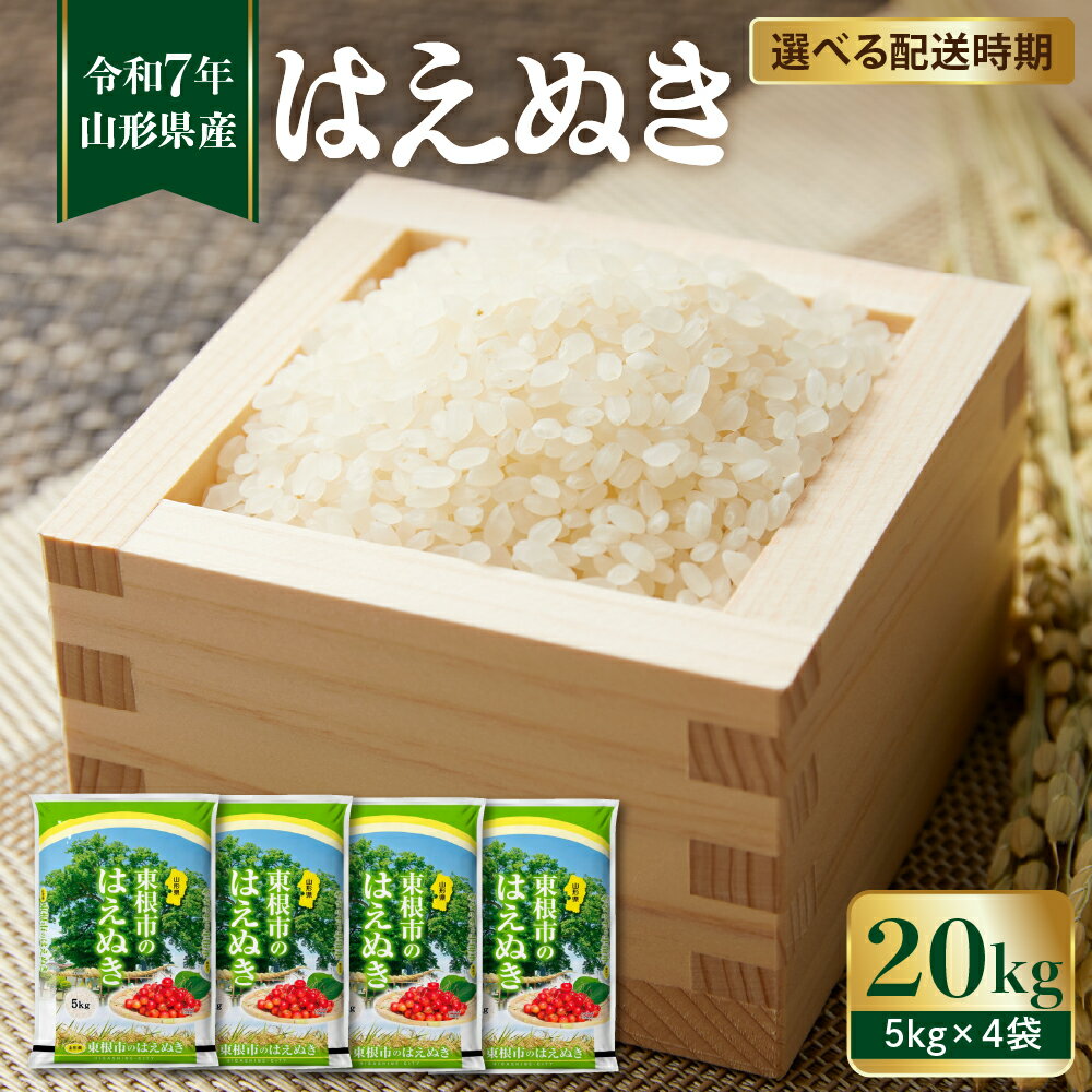 【ふるさと納税】 米 はえぬき 20kg ( 5kg × 4袋 ) 令和7年産 | 令和7年 2025年 先行予約 配送時期が選べる お米 精米 ブランド米 ご飯 おにぎり 弁当 小分け 便利 個包装 お取り寄せ ご当地 特産 産地直送 送料無料 東北 発送時期が選べる 山形県 東根市