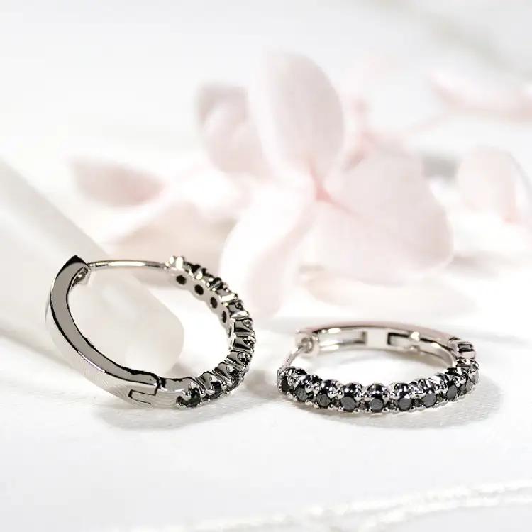 ピアス フープピアス プラチナ PT900 ブラックダイヤモンド 0.36ct 【f215-bd-pt】 [オーダーメイドジュエリーメイ 山梨県 韮崎市 20745466]