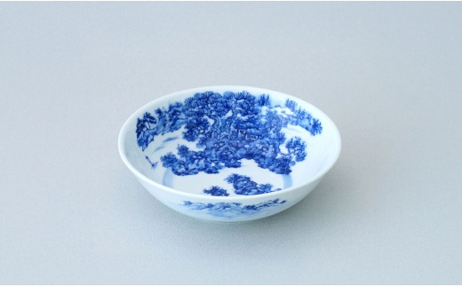 有田焼 山水絵 浅平鉢【起山窯】食器 器 うつわ 鉢 17センチ 手描き 染付 山水絵 ギフト プレゼント co020