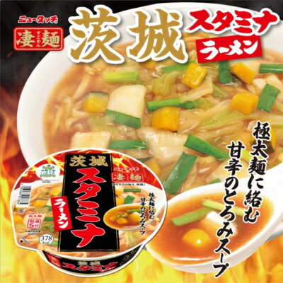 【ふるさと納税】ニュータッチ 凄麺 茨城スタミナラーメン(ノンフライカップ麺)12食【配送不可地域：離島・沖縄県】【1603287】
