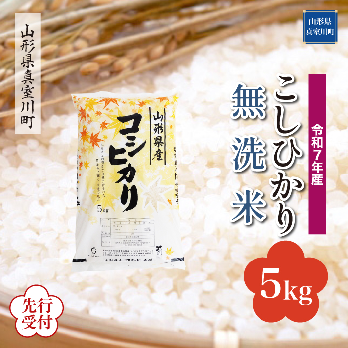 ＜令和7年産米先行受付＞ 真室川町産 こしひかり 【無洗米】 5kg （5kg×1袋） 配送時期指定できます！