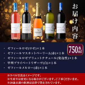 ＜受賞ワイン＞了美ワイン5本セット 750ml×5本 赤ワイン 白ワイン ロゼ スパークリング 発泡性 飲み比べ マスカットベーリーA 甲州 アルコール ギフト ワインセット サクラアワード みらいフ