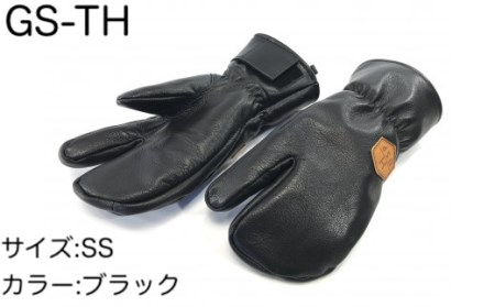スキーグローブ 撥水三本指 ブラック　SS 