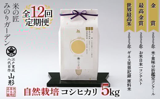 定期便 5kg×12回 米・食味分析鑑定コンクール国際大会 金賞受賞米・自然栽培 コシヒカリ F3S-2529